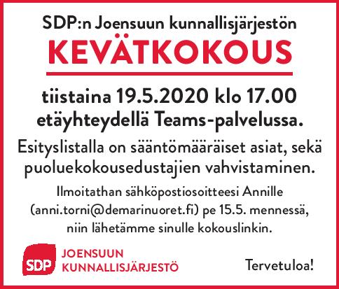 Kunnallisjärjestön kevätkokous 19.5.2020